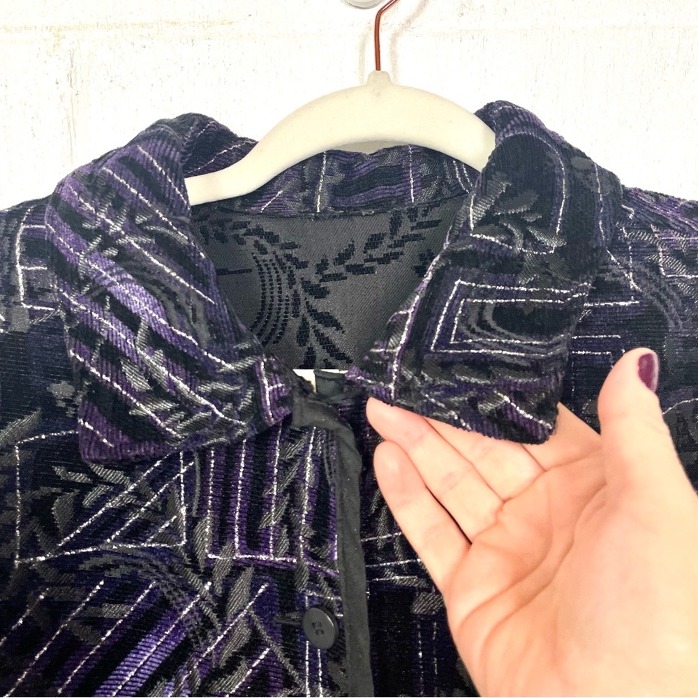 Patchwork Reversible Jacket Purple Black Brocade … - image 2
